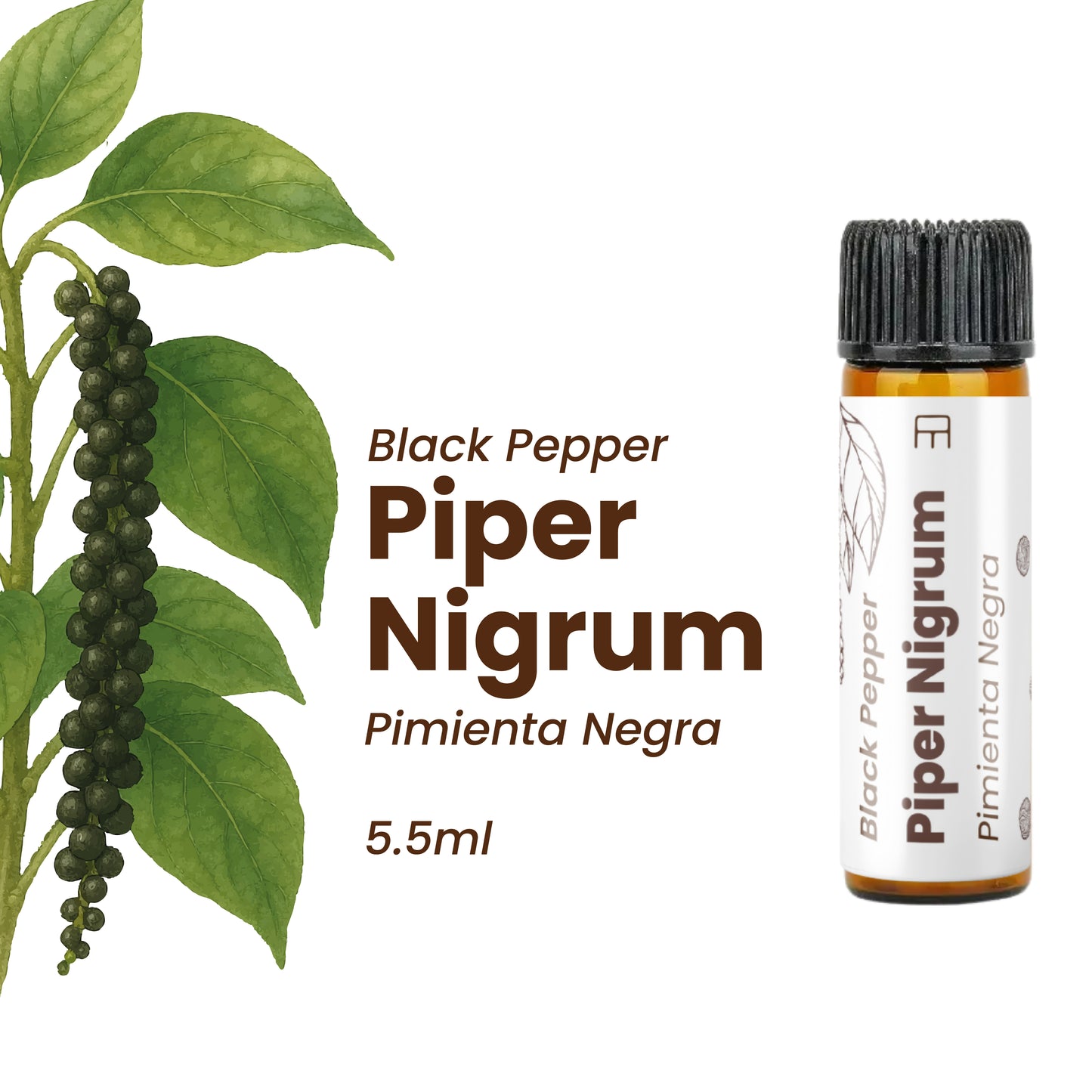 100% Pure Black Pepper Essential Oil. 5.5 ml
